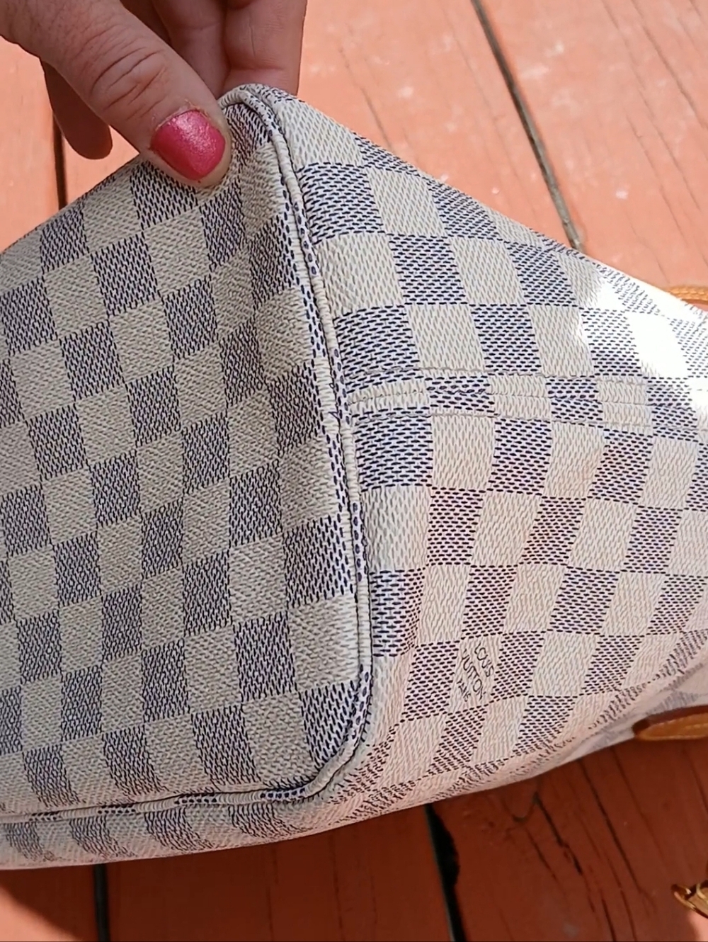 Louis Vuitton MM Medium Authentic Neverfull Damier Azur White Tote Bag . - Picture 5 of 16